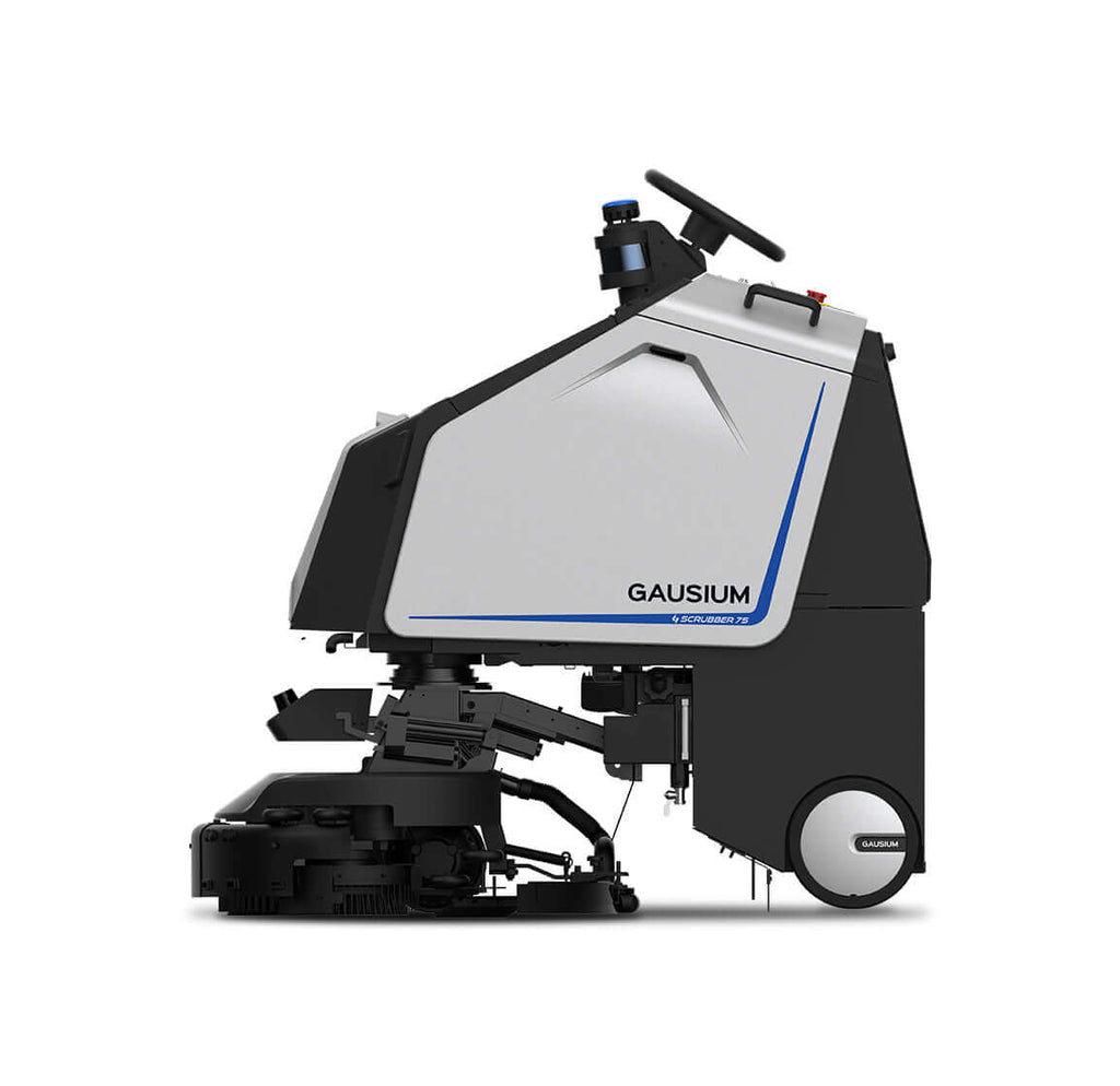 Gausium Scrubber 75 heavy-duty industrial floor cleaning machine with 20+ sensors USA side view - RFC
